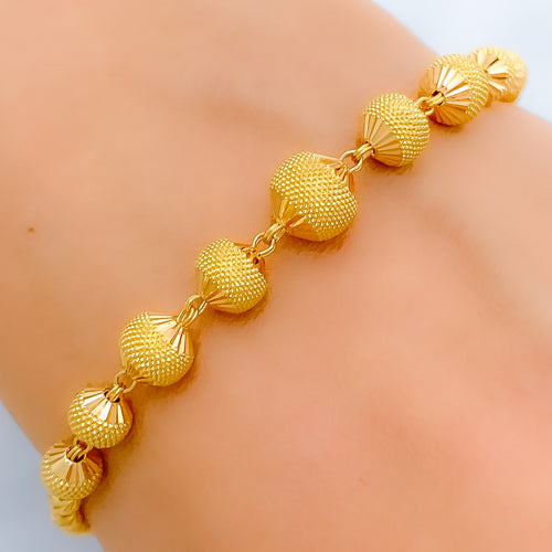 Textured Large 22k Gold Beaded Bracelet