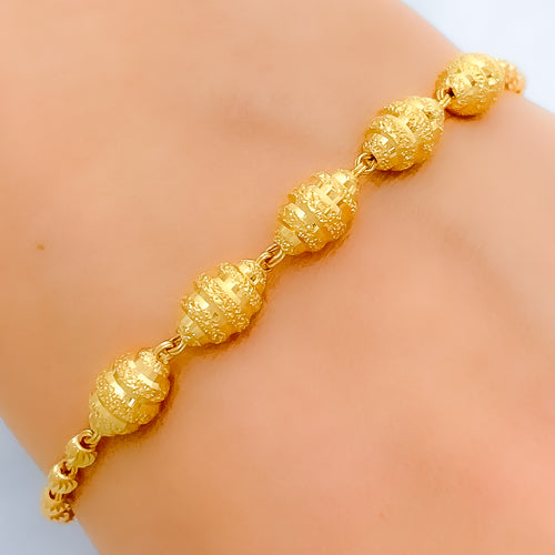 Decorative Oval 22k Gold Bead Bracelet