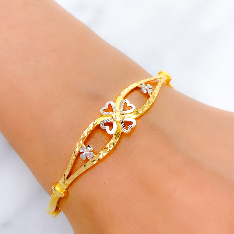 Charming Clover Bangle 22k Gold Bracelet