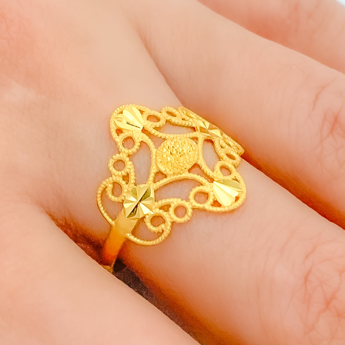 Buy quality gold antique oxidised round finger ring bracelet in Ahmedabad