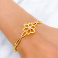 Shimmering Floral 22k Gold Bangle Bracelet