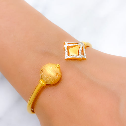 Unique Two-Tone 22k Gold Bangle Bracelet