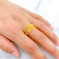 Upscale Beaded Wire 22k Gold Ring