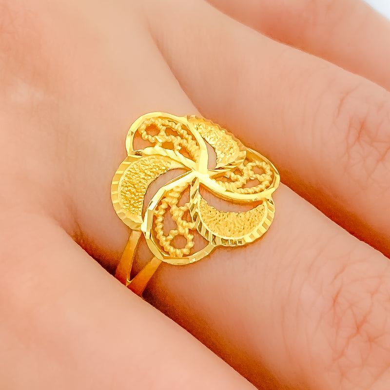 Multi-Finish Floral Pinwheel Ring