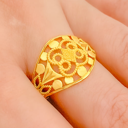 Noble Circle Adorned 22k Gold Ring