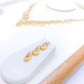 Contemporary High-Finish Leaf Adorned 22k Gold Necklace Set