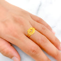 Trendy Curved 22k Gold Heart Ring
