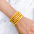 Traditional Fancy Cut Pipe Gold Bangles