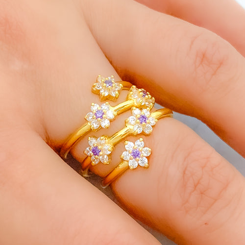 Beautiful Lavender 22k Gold CZ Ring