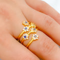 Sophisticated Blue 22k Gold CZ Ring
