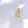 Chic Beaded Jhumki 22k Gold Earrings