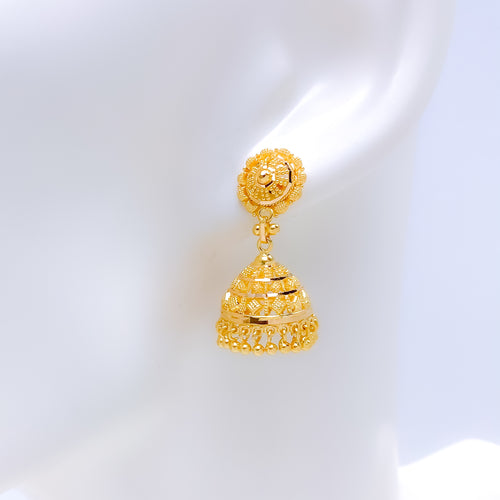 Glossy Petite Jhumki 22k Gold Earrings