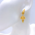 Striking Floral Tassel Hanging 22k Gold Earrings