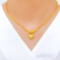 Reflective Hanging Heart 22k Gold Necklace Set