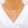 Dazzling Three Lara Leaf 22k Gold Necklace Set