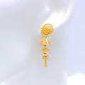 Dainty Hanging Flower Jhumki 22k Gold Earrings