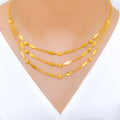 Dazzling Three Lara Leaf 22k Gold Necklace Set