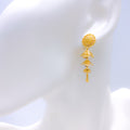 Dainty Hanging Flower Jhumki 22k Gold Earrings