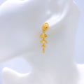 Dainty Hanging Flower Jhumki 22k Gold Earrings