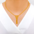 Posh Chandelier Tassel 22k Gold Necklace Set