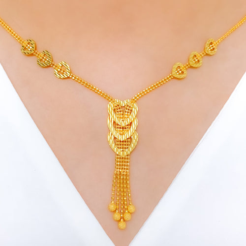 Vibrant Heart Adorned 22k Gold Necklace Set