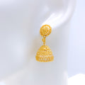 Elegant Floral Shiny Jhumki 22k Gold Earrings