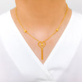Charming Beaded Heart 22k Gold Necklace Set
