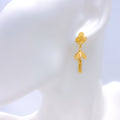 Lightweight Clover Hanging 22k Gold Earrings