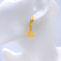 Posh Leaf + Flower Adorned Jhumki 22k Gold Earrings