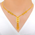 Shimmering Mesh Halo 22k Gold Necklace Set