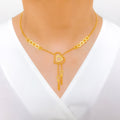 Asymmetrical Heart Drop 22k Gold Necklace Set