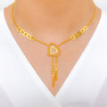 Asymmetrical Heart Drop 22k Gold Necklace Set