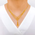 Posh Checkered Chain 22k Gold Necklace Set