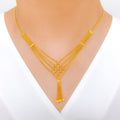 Posh Checkered Chain 22k Gold Necklace Set