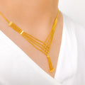 Posh Checkered Chain 22k Gold Necklace Set