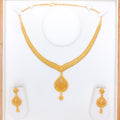 Opulent Floral Pear Drop 22k Gold Necklace Set
