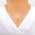 Graceful Hanging Flower 22k Gold Necklace Set