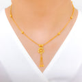 Graceful Hanging Flower 22k Gold Necklace Set