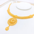 Elegant Netted Chand Drop 22k Gold Necklace Set