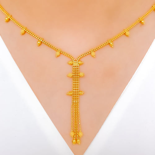 Trendy Spiked Orb 22k Gold Necklace Set