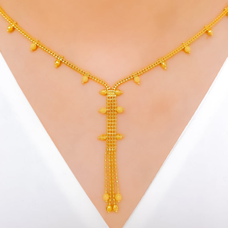 Trendy Spiked Orb 22k Gold Necklace Set