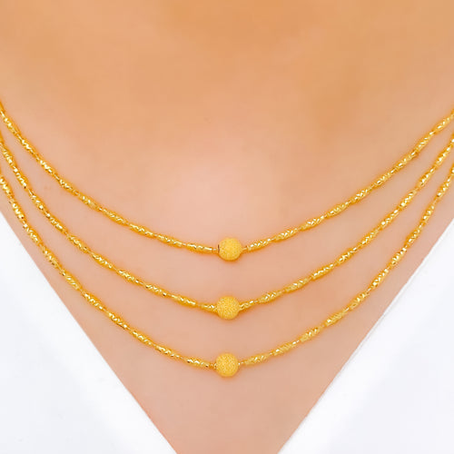 Ritzy Three-Chain 22k Gold Necklace Set