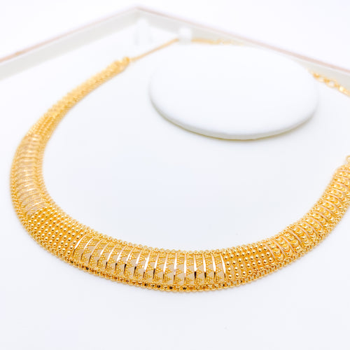 Chic Beaded Triangle Choker-Style 22k Gold Necklace Set