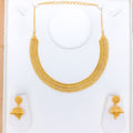 Magnificent Flower Adorned Choker-Style 22k Gold Necklace Set