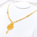Chic Netted Floral Dome 22k Gold Necklace