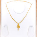 Beaded Radiant Pear Drop 22k Gold Necklace