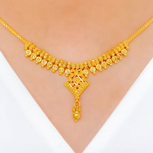 Evergreen Beaded 22k Gold Necklace Set