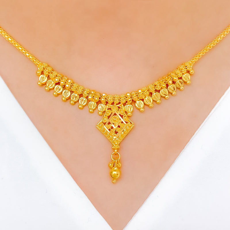 Evergreen Beaded 22k Gold Necklace Set