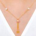 Classy Rose Gold Tassel 22k Gold Necklace