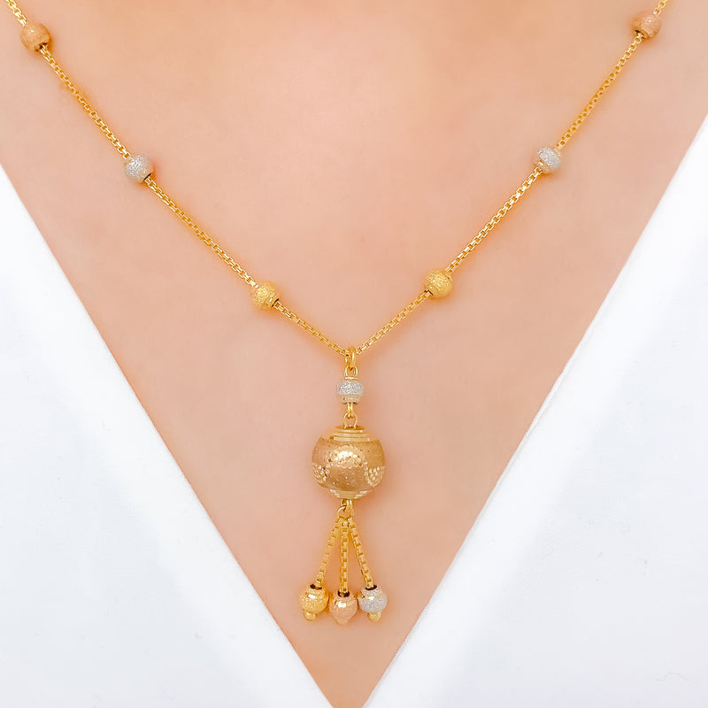 Sand Finish Orb 22k Gold Necklace